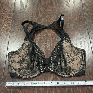 Victoria's Secret Very Sexy Underwire Unlined Lace Plunge Bra Black 32DDD NEW